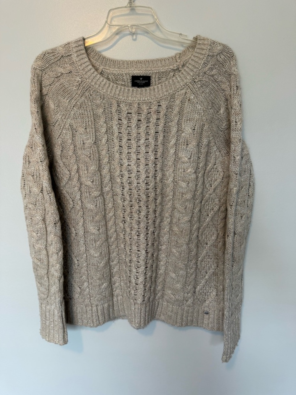 American Eagle Outfitters Heathered Taupe Knit Sweater
